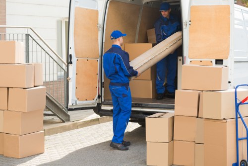 Packing boxes and protective materials prepared for a Notting Hill home move