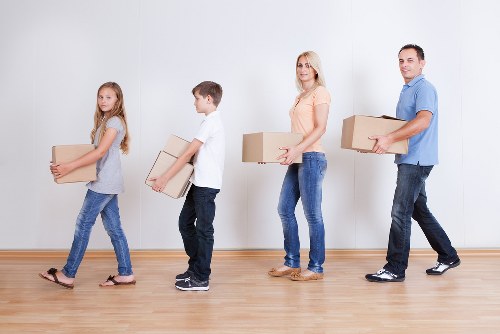 Prepared boxes and household items ready for storage in Notting Hill